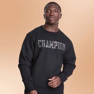<Champion> Mens black Navy Powerblend Fleece Crew, Block Camo NWT🔥